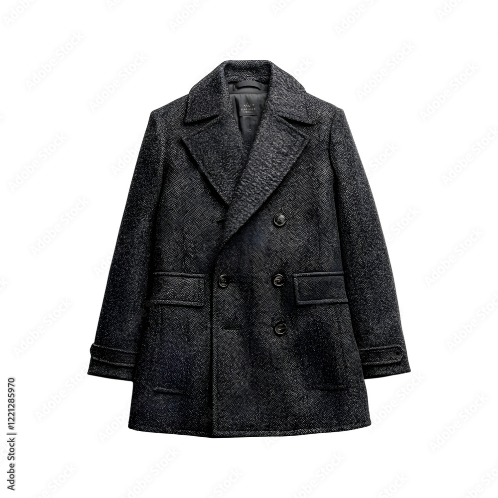 Wool Blend Oversized Coat in Charcoal Gray Isolated on Transparent Background Wool Blend Oversized Coat in Charcoal Gray Isolated on Transparent Background