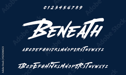 Hardest Brush Font. Hand Lettering Sketch Font. Vector Alphabet