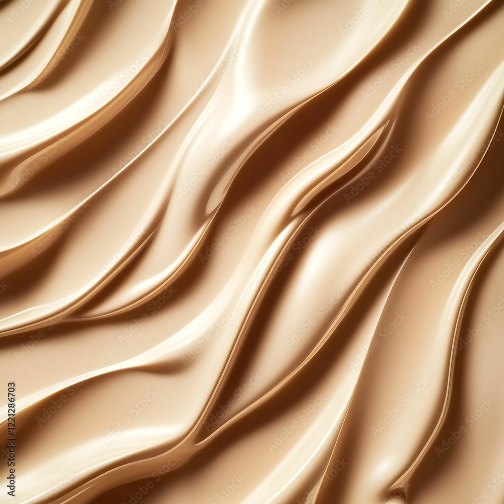 Fototapeta premium Smooth neutral mocha mousse backdrop with soft waves and elegant texture displays artistic design