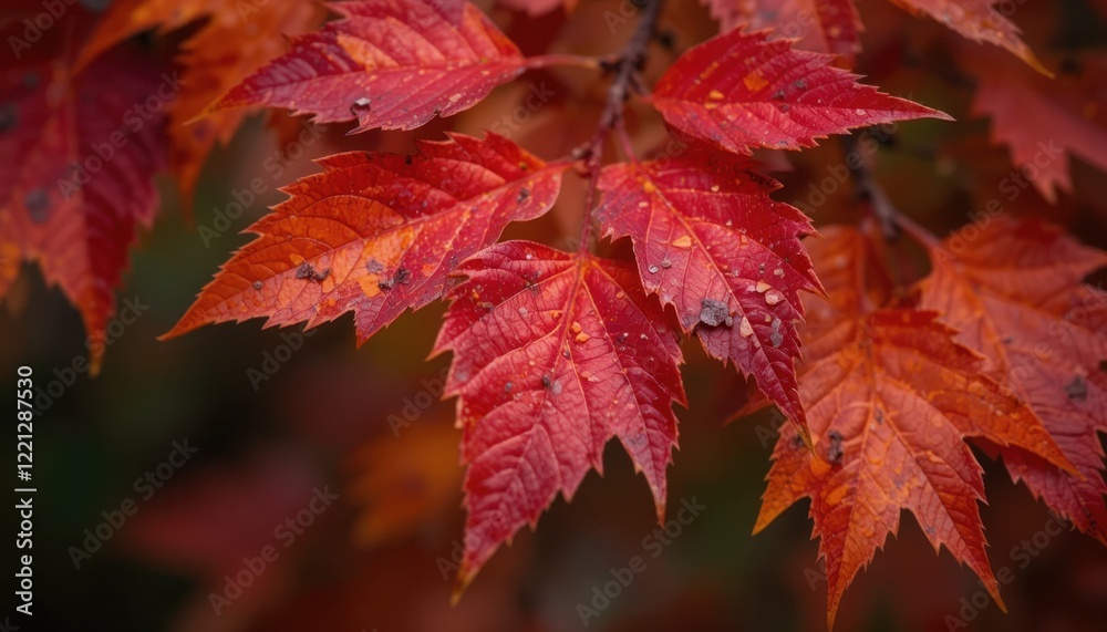 macro shot of autumn leaves with vibrant red and orange hues macro shot of autumn leaves with vibrant red and orange hues