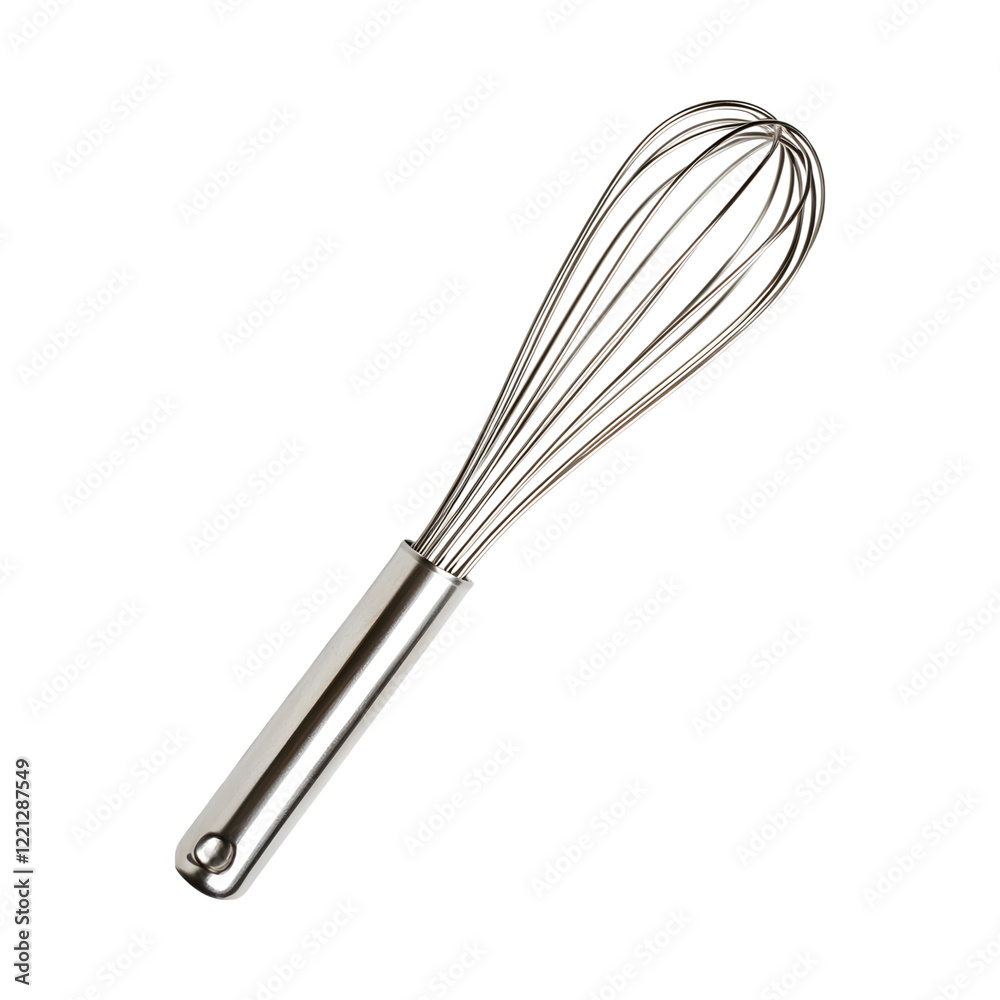 Sleek Stainless Steel Whisk with Metal Handle Isolated on Transparent Background Sleek Stainless Steel Whisk with Metal Handle Isolated on Transparent Background