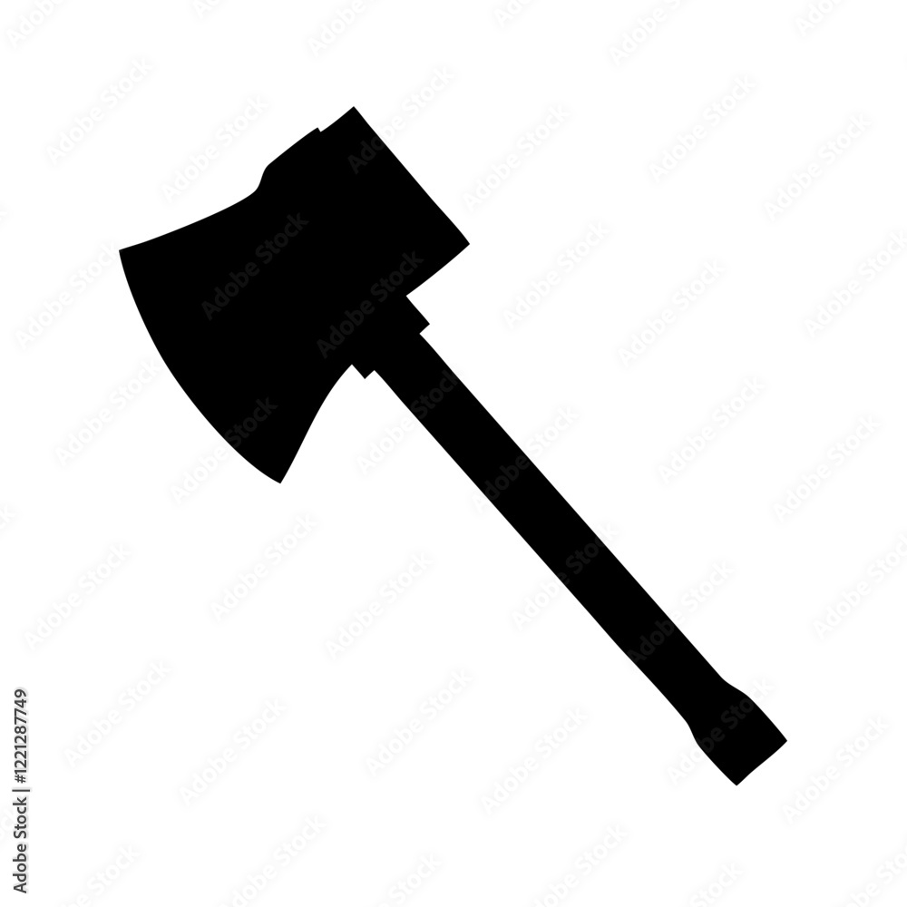 Simple, bold silhouette of an axe, suitable for various design projects. Simple, bold silhouette of an axe, suitable for various design projects.