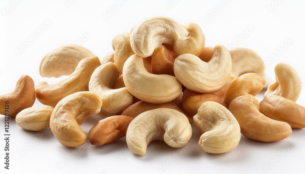 falling cashew nuts isolated on white and white background falling cashew nuts isolated on white and white background