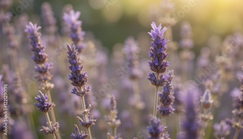 macro shot of dried lavender flowers with soft natural light photo