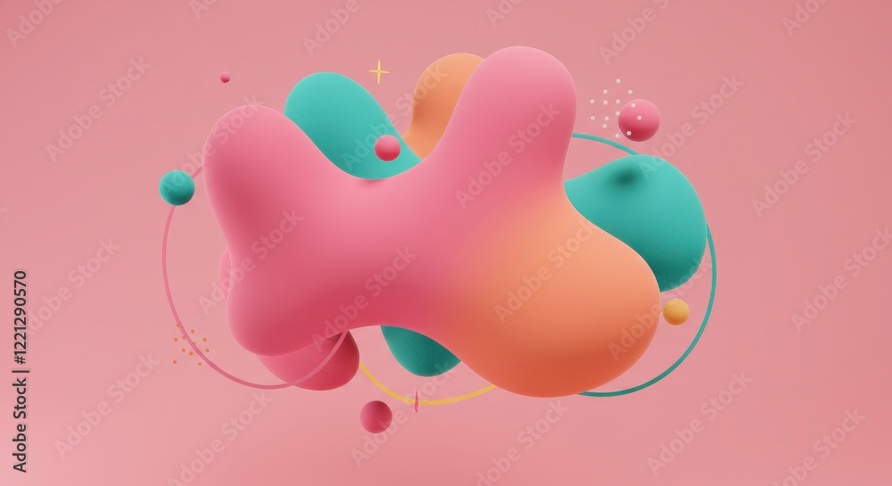 Abstract Fluid Forms: A mesmerizing arrangement of vibrant, organic-shaped forms in a spectrum of pink, teal, and orange, with delicate line accents, creates a dynamic, abstract. Abstract Fluid Forms: A mesmerizing arrangement of vibrant, organic-shaped forms in a spectrum of pink, teal, and orange, with delicate line accents, creates a dynamic, abstract.