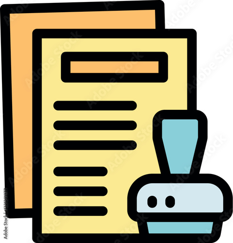 Notary public is stamping document for legalization and verification