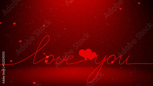 Love you word on red background illustration.