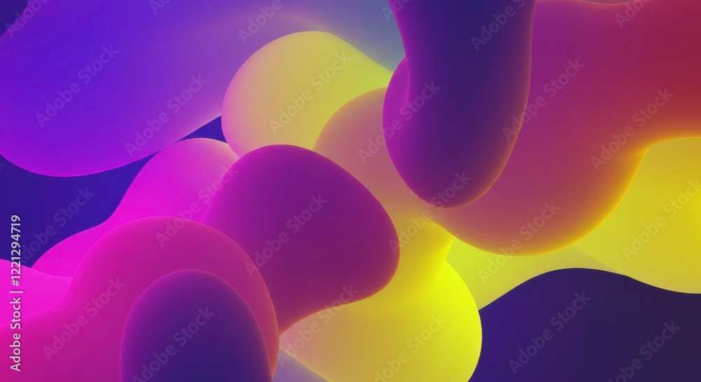 Fluid Forms of Vibrance: Dynamic abstract image of smooth, colorful shapes that seem to undulate and flow, blending seamlessly with each other.