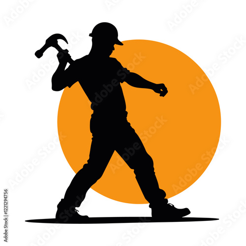 Factory worker silhouette