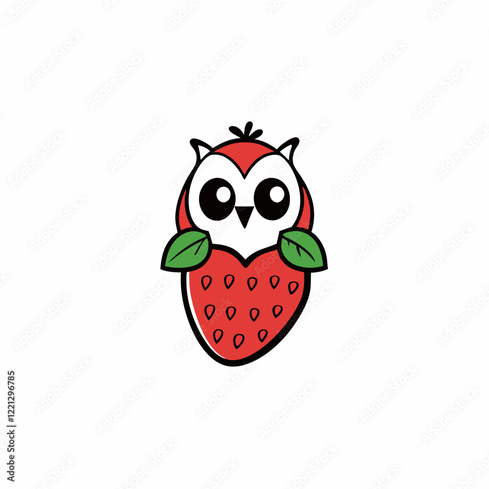 Naklejka premium strawberry with a owl