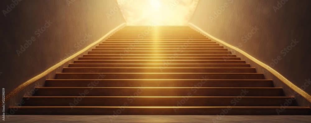 Obraz premium Golden staircase glowing with divine light leading into the heavens