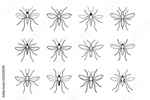 Mosquito line art vector illustration