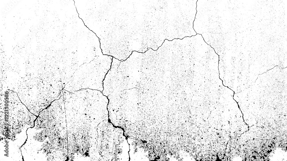 Fototapeta premium Wall Crack Illustration – Flat Editable Vector of Fracture Surface, Broken Wall, and Rift on Ground or Ice. Wall cracks. Flat for instant color change. Fracture surface ground