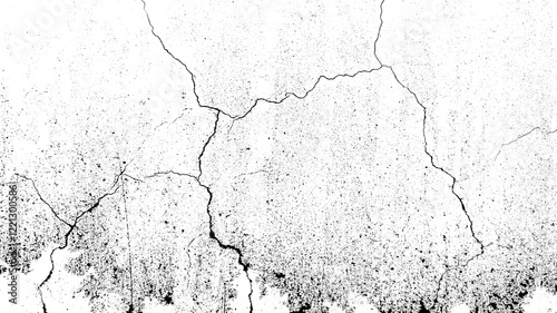 Wall Crack Illustration – Flat Editable Vector of Fracture Surface, Broken Wall, and Rift on Ground or Ice. Wall cracks. Flat for instant color change. Fracture surface ground