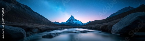 Wallpaper Mural Radiant aura illuminating a tranquil mountain stream under a celestial sky Torontodigital.ca