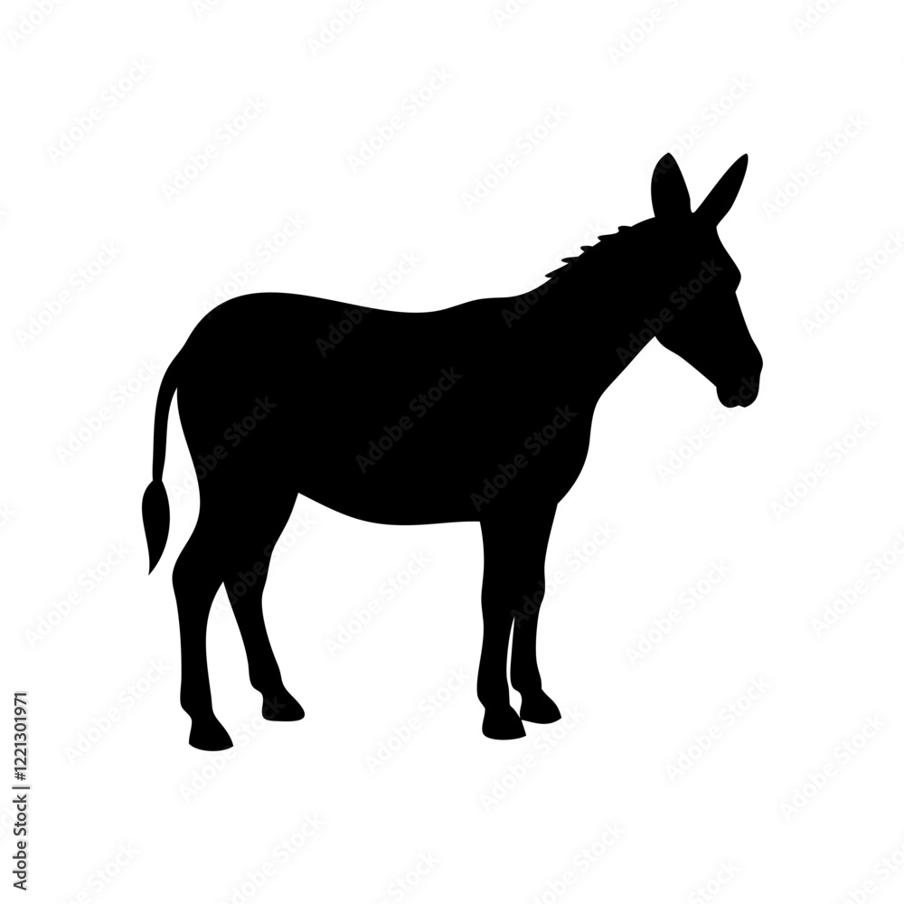 Simple Silhouette of a Donkey, Perfect for Logos or Graphics Simple Silhouette of a Donkey, Perfect for Logos or Graphics