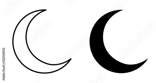 Crescent icon, moon sign isolated