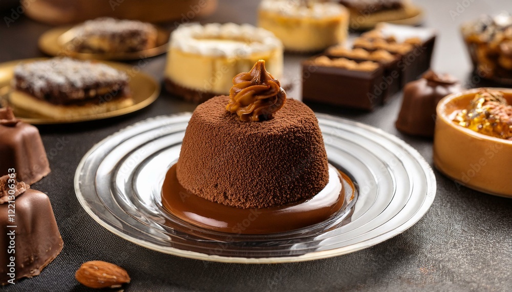 Generated image A premium chocolate dessert featuring a rich layer of dulce de leche, Generated image A premium chocolate dessert featuring a rich layer of dulce de leche,