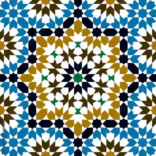 Seamless arabic ornament based on traditional arabic art. Geometric mosaic. photo