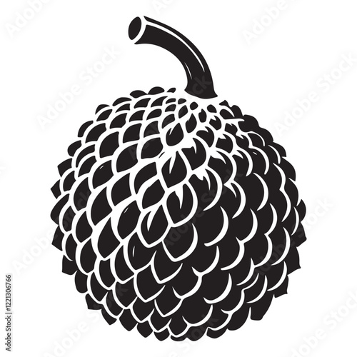 A Detailed Silhouette Illustration of a Annona Fruit