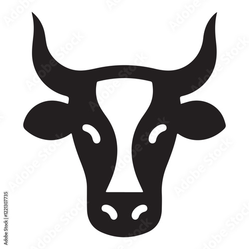 Detailed Cow Head Silhouette Vector Art