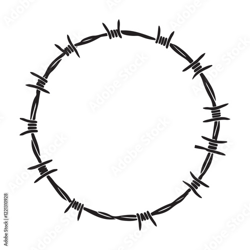 Barbed Wire Circle Frame Silhouette Graphic