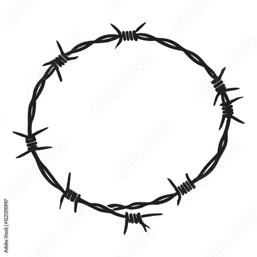 Barbed Wire Circle Silhouette Illustration