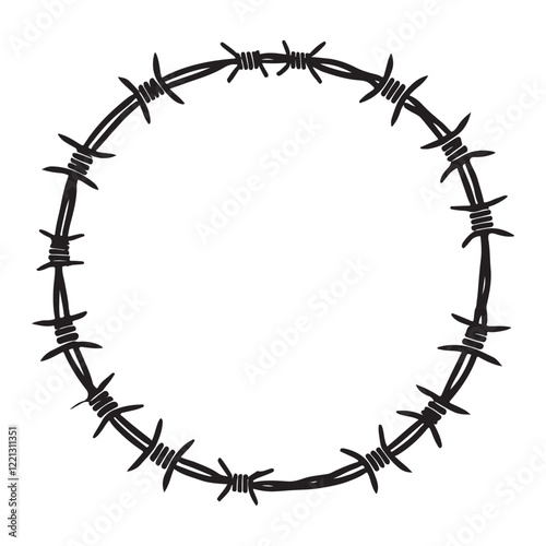 Barbed Wire Circle Silhouette Vector Graphic