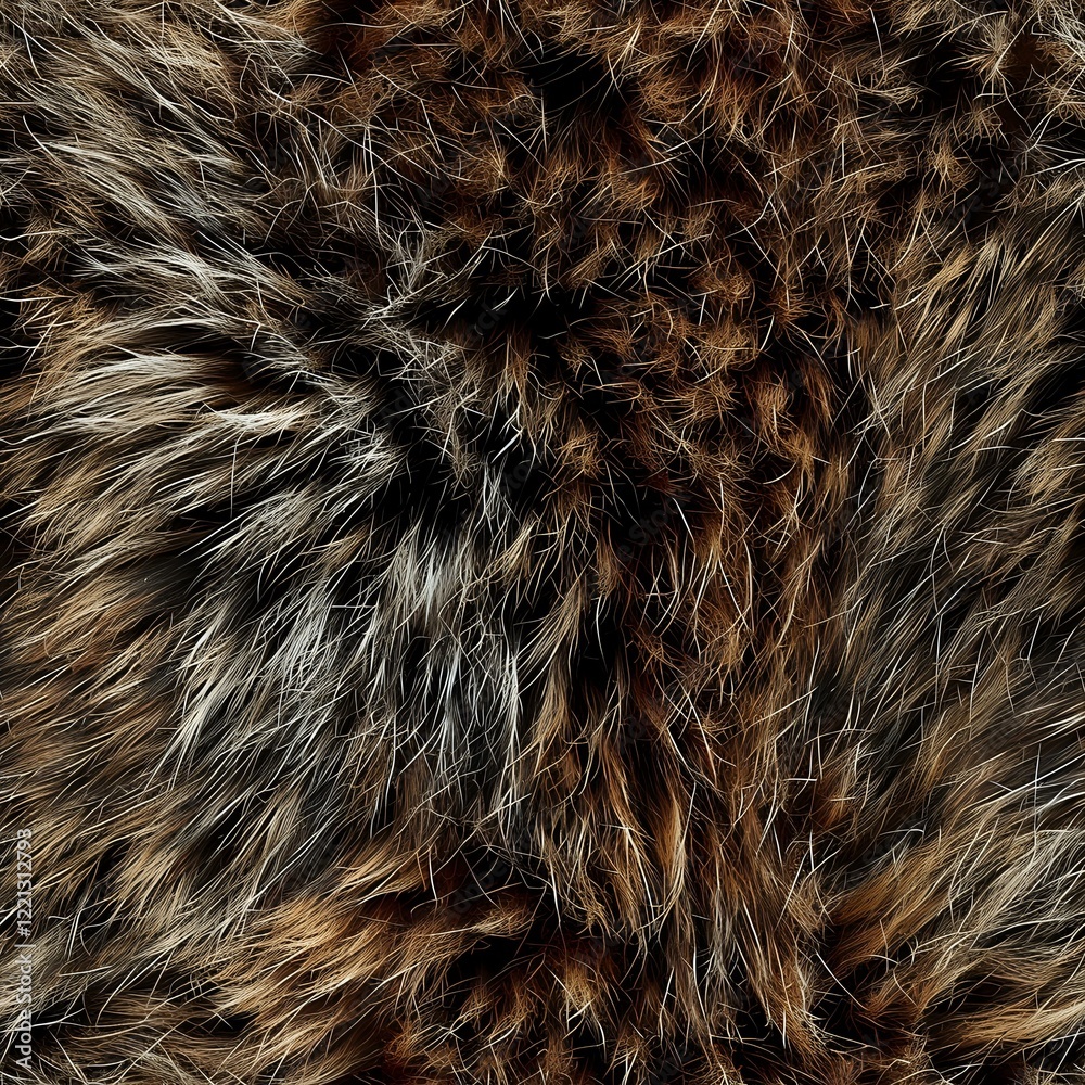 Naklejka premium Natural brown and gray fur texture closeup perfect for fashion design, textile patterns, and luxury material backgrounds. Seamless animal print surface.