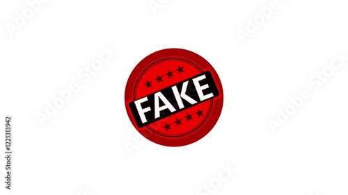 Fake Text Icon Animation with Red Background Representing Fraud, Deception, Scams, Fake News, Misinformation, and Security Awareness in High-Quality 4K.