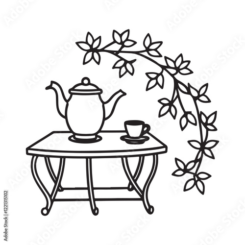 Cozy Hygge Nature: Bold and easy Coloring Page, Line art drawing, black and White Image, relaxing Coloring Page, Coloring page