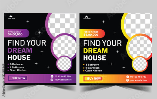 Find your dream home social media post template.