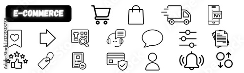  E-commerce and online shopping websites in a material icons set esp/vector