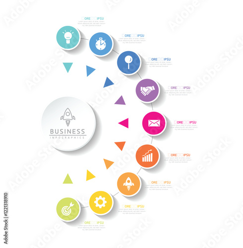 Vector business Presentation Connecting Steps Infographic Template