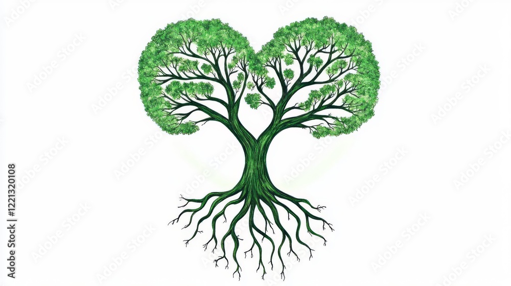 A heart-shaped tree symbolizing love and nature's beauty. A heart-shaped tree symbolizing love and nature's beauty.