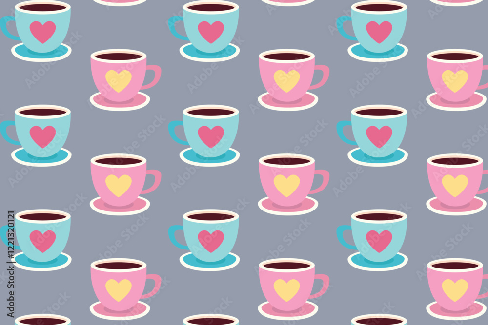Coffee cups pattern. Valentine's Day. Vector Illustration Coffee cups pattern. Valentine's Day. Vector Illustration