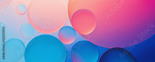 Colorful abstract design featuring overlapping spheres in vibrant shades of pink and blue