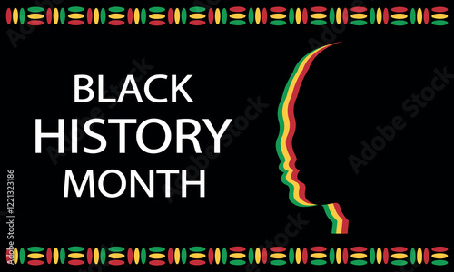 Black history month banner. Silhouette of man. Vector illustration in flat style