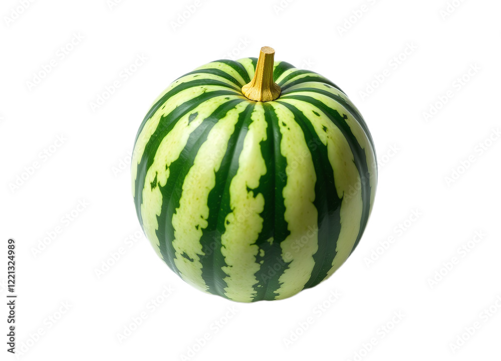 A close-up image of a single green striped gourd against a black background Ideal for culinary agricultural or decorative purposes A close-up image of a single green striped gourd against a black background Ideal for culinary agricultural or decorative purposes
