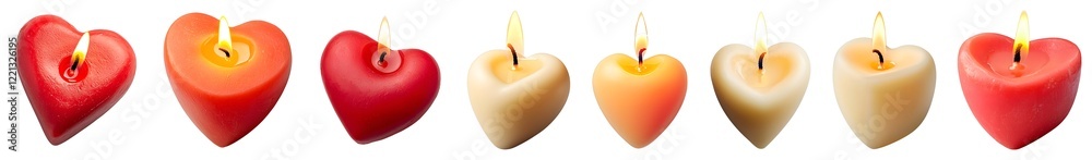 Heart-Shaped Candles Collection: A charming arrangement of heart-shaped candles in various warm colors, perfect for romantic occasions or adding a touch of whimsy to any setting. Heart-Shaped Candles Collection: A charming arrangement of heart-shaped candles in various warm colors, perfect for romantic occasions or adding a touch of whimsy to any setting.