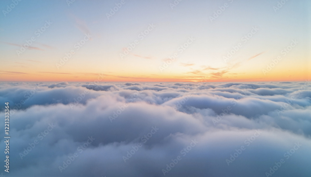 Layered stratus clouds blanketing ocean horizon at dusk, serene beauty Layered stratus clouds blanketing ocean horizon at dusk, serene beauty