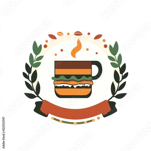 Coffee and Sandwich Logo, Autumnal Design, Restaurant Concept, Printable photo