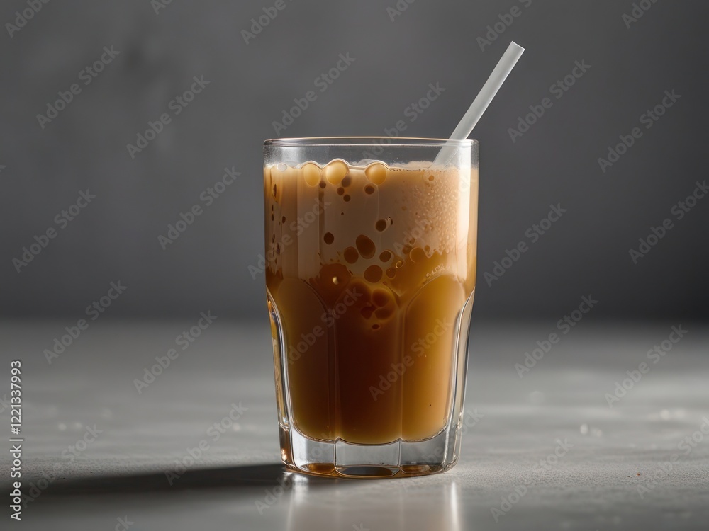 Refreshing Iced Coffee with Smooth Creamy Texture and Ice Cubes Refreshing Iced Coffee with Smooth Creamy Texture and Ice Cubes