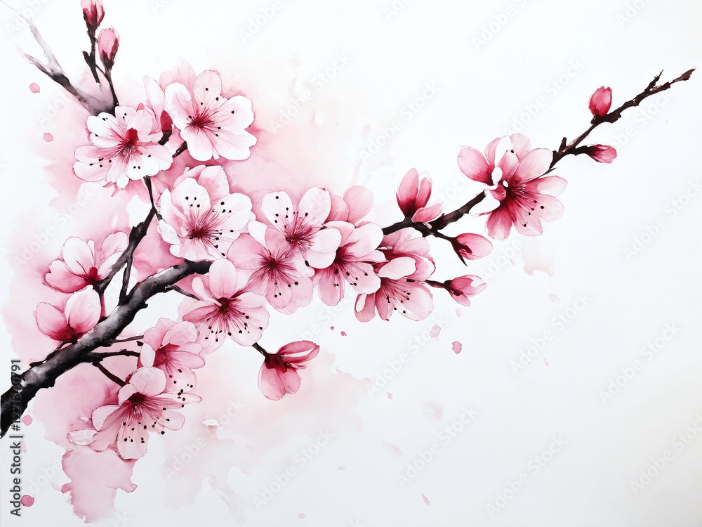 Fototapeta premium Cherry blossoms in full bloom showcasing delicate petals and vibrant colors against a soft background
