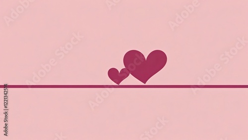 Minimalist Pink Heart Illustration with Overlapping Shapes, Generative AI.