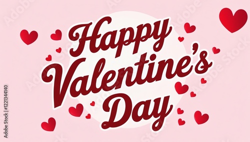 Festive Valentines Day Digital Graphic with Bold Cursive Text and Red Hearts, Generative AI.