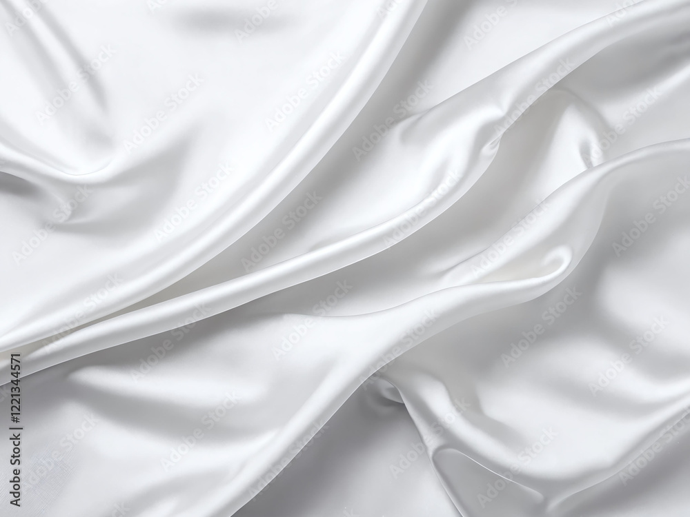 Obraz premium Elegant white satin fabric draping softly with smooth textures, ideal for fashion or interior design use