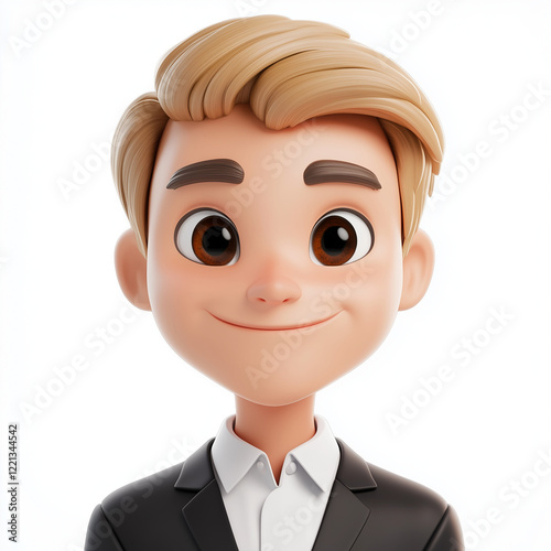 A professional 3D cartoon avatar of a young Canadian male customer service representative