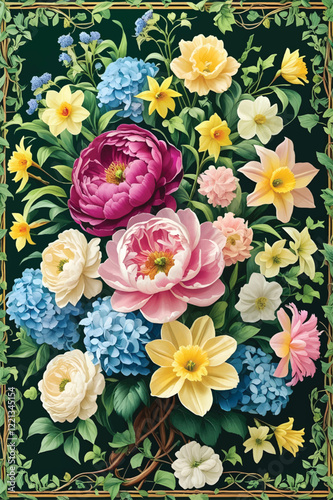Vector of a floral arrangement wallpaper.