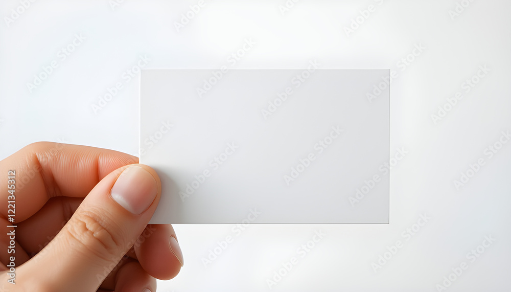 Obraz premium Hand Holding a Simple Blank Business Card for Creative and Modern Branding Ideas